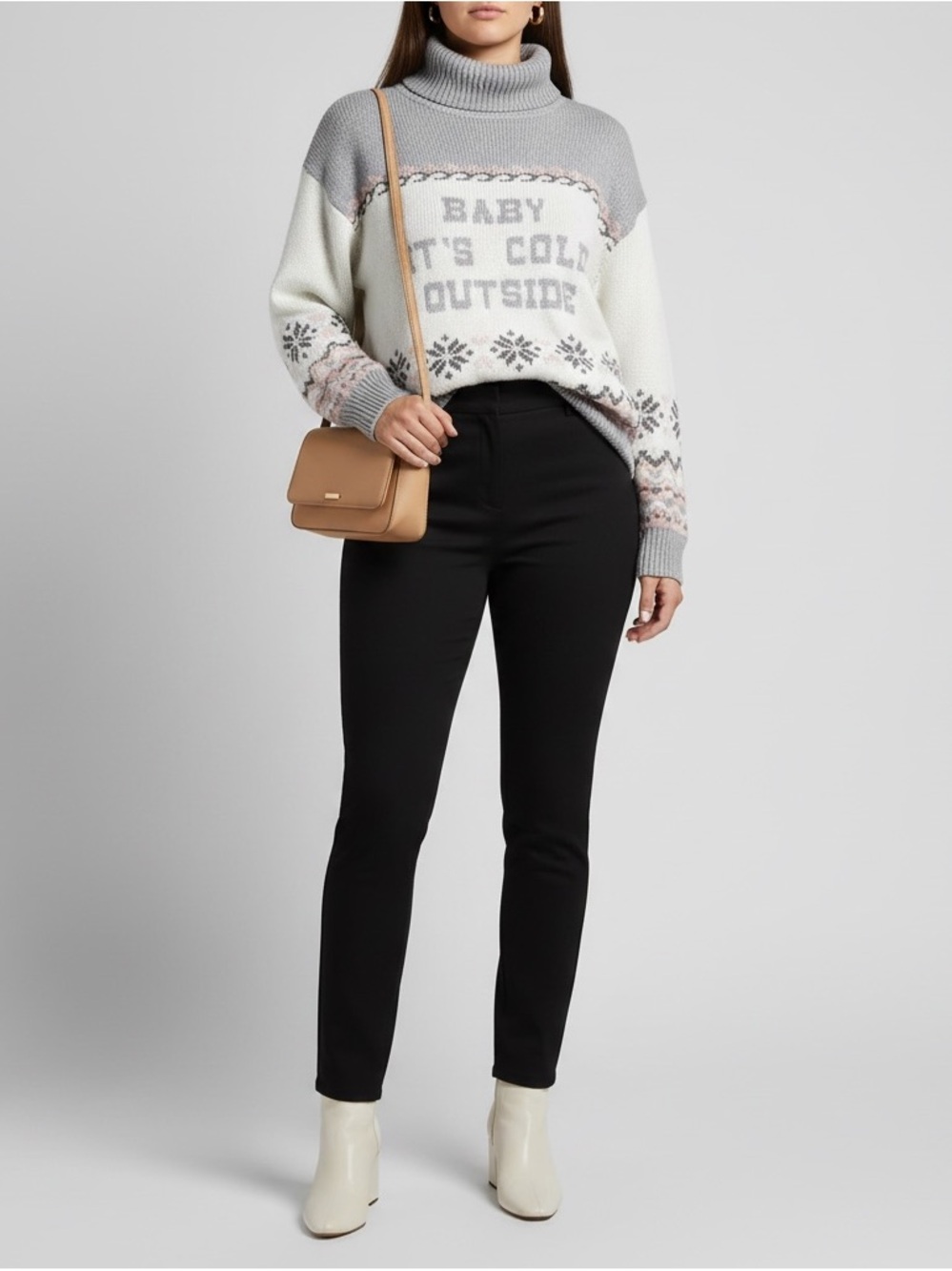 Cozy Cute Turtleneck Sweater "Baby It's Cold Outside" Perfect for holidays Sz L